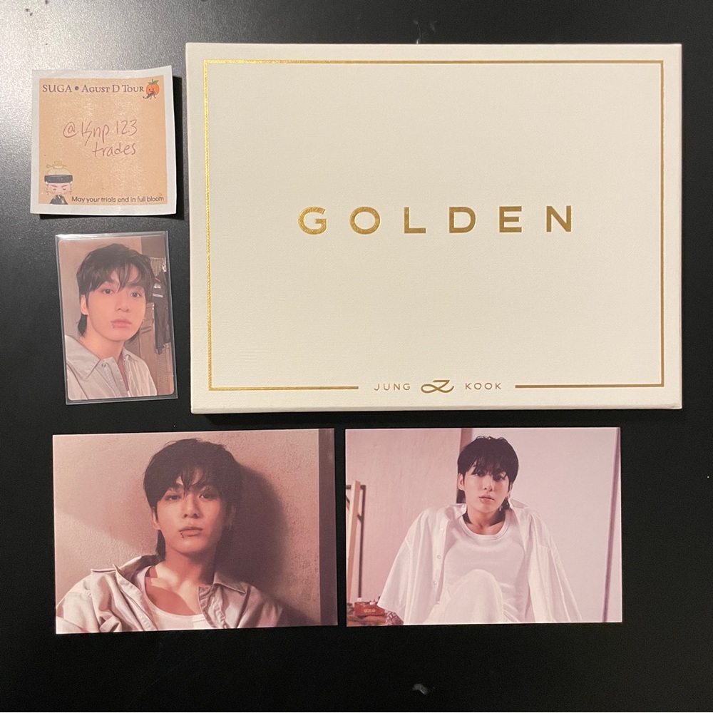 BTS Jungkook Golden Album Solid Version with Photocard and Post Cards